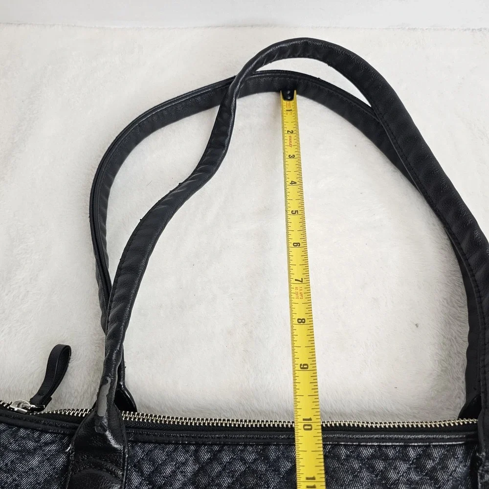 Vera Bradley Classic Denim Navy Carson East West Tote Faux Leather Trim